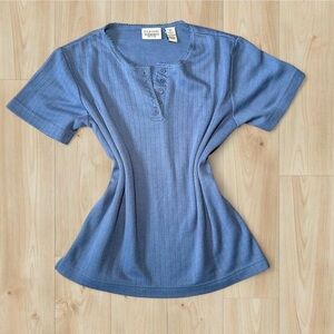 Vintage Classic Elements henley-style rib knit tee